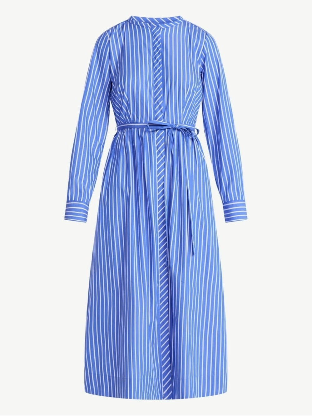 NWT Free Assembly's Blue White Stripes Pleated Cotton Midi Shirt Dress Modest